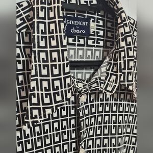 Vintage Givenchy for Chesa Black & White Geometric Button-Up Shirt 1970